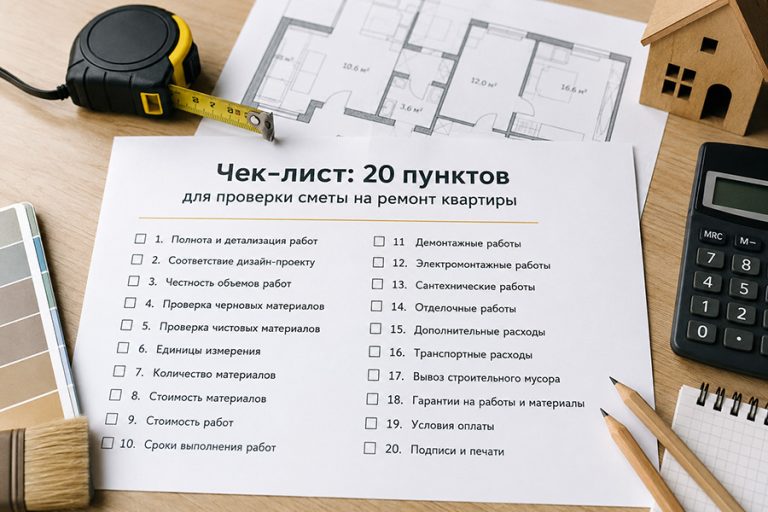 Чек-лист: 20 пунктов для проверки сметы на ремонт квартиры